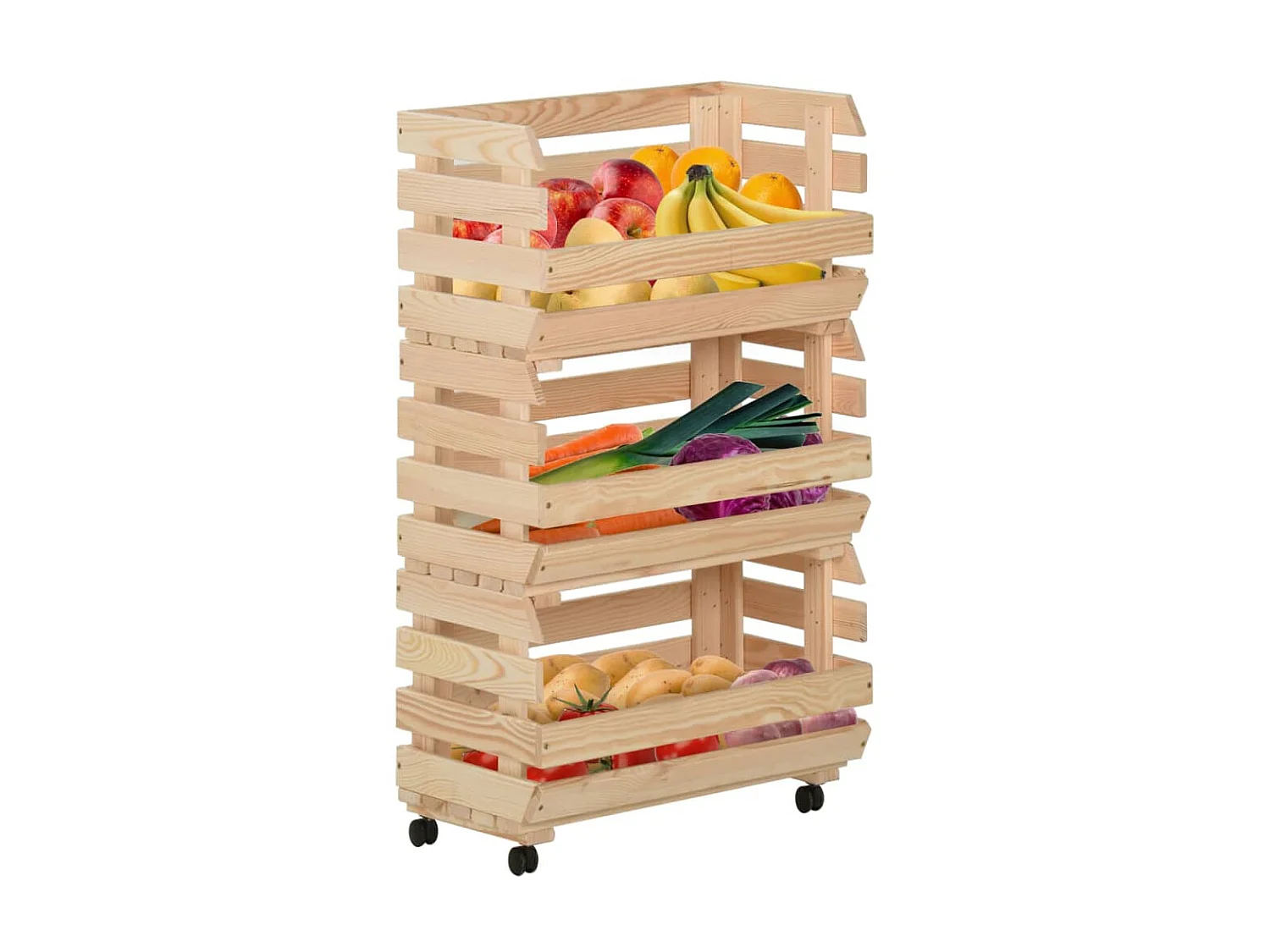 Chariot à légumes 37x30x80 Bois de pin solide