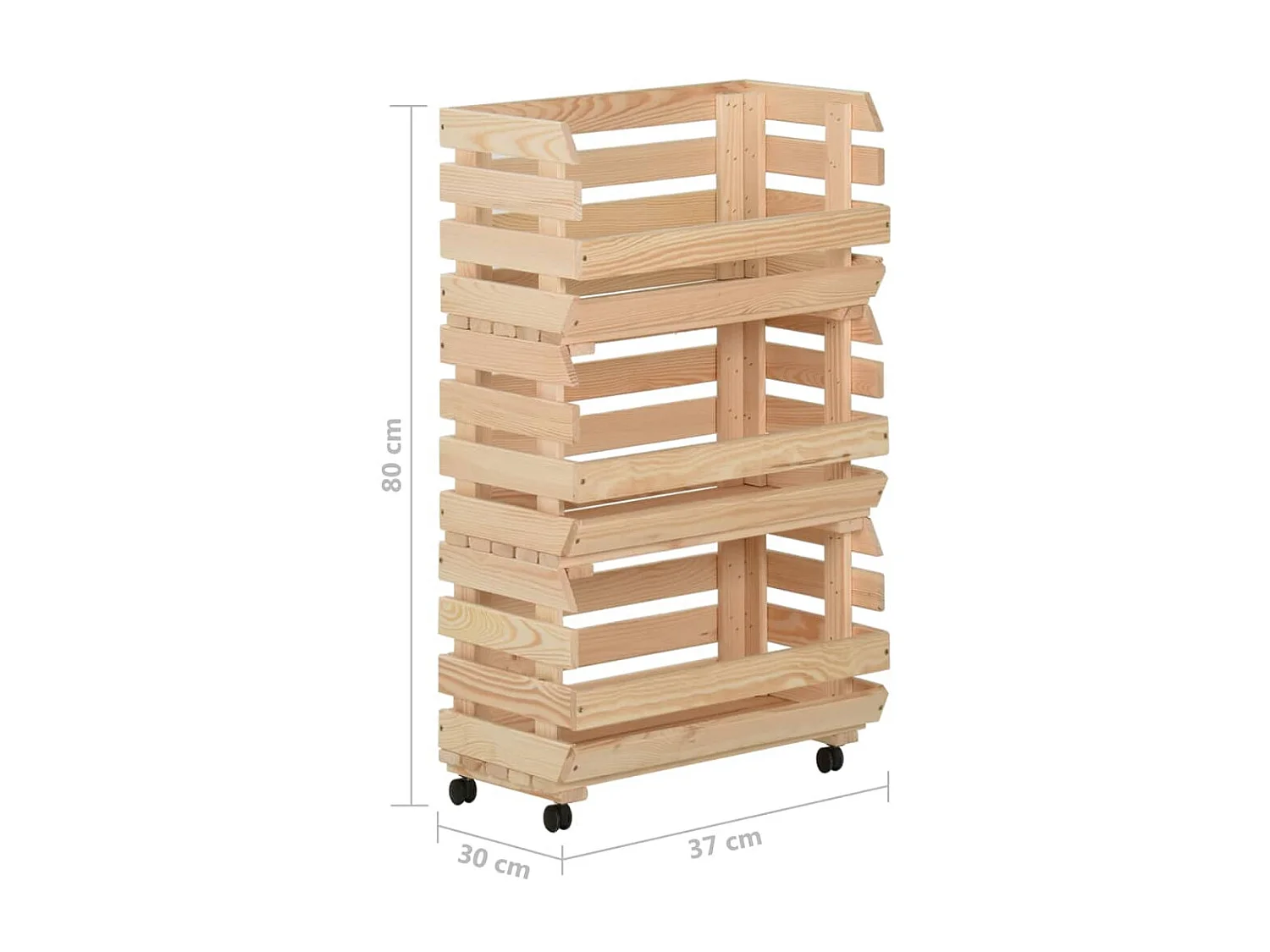 Chariot à légumes 37x30x80 Bois de pin solide