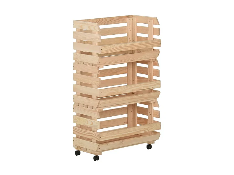 Chariot à légumes 37x30x80 Bois de pin solide