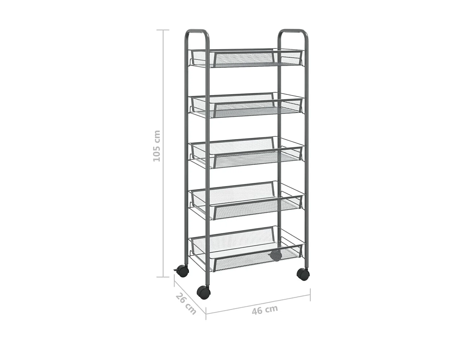 Keukentrolley 5-laags 46x26x105 cm ijzer grijs