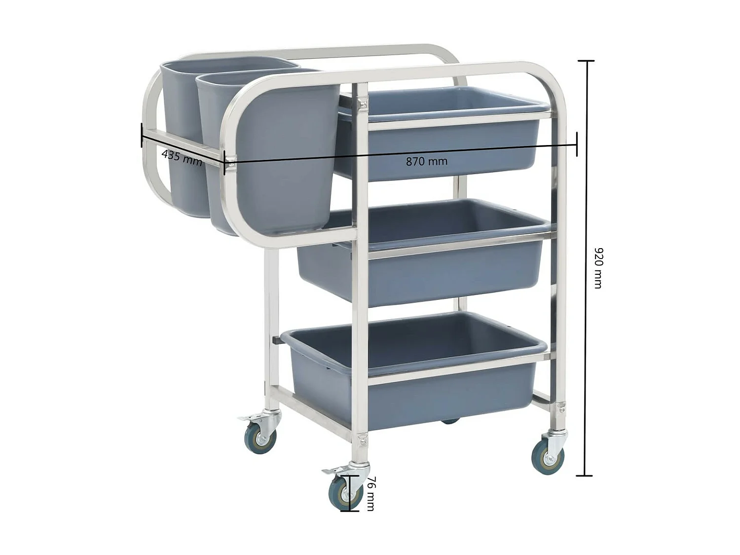 Chariot de cuisine avec récipients en plastique 87x43,5x92