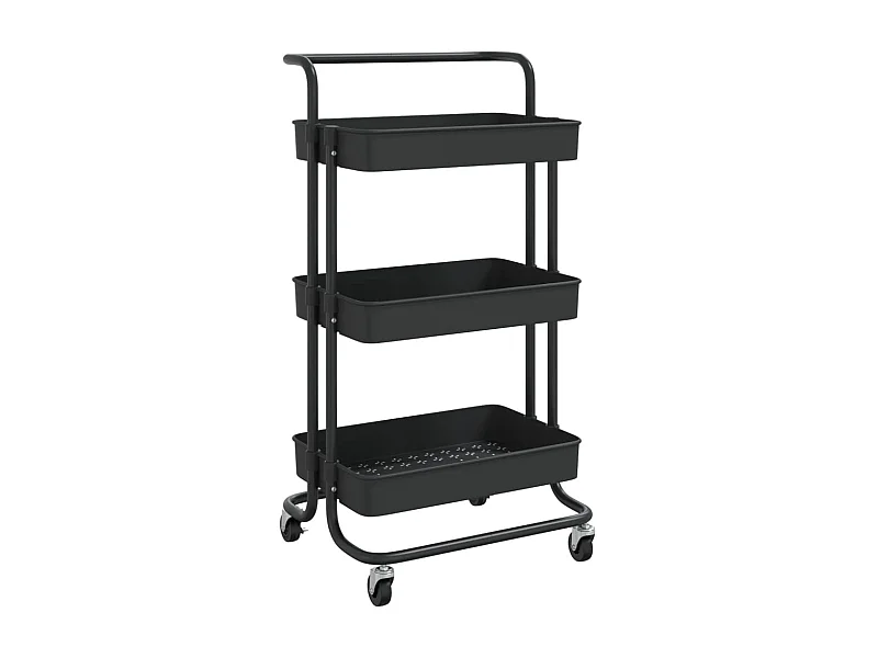 Chariot de cuisine 3 niveaux Noir 42x25x83,5 Fer et ABS