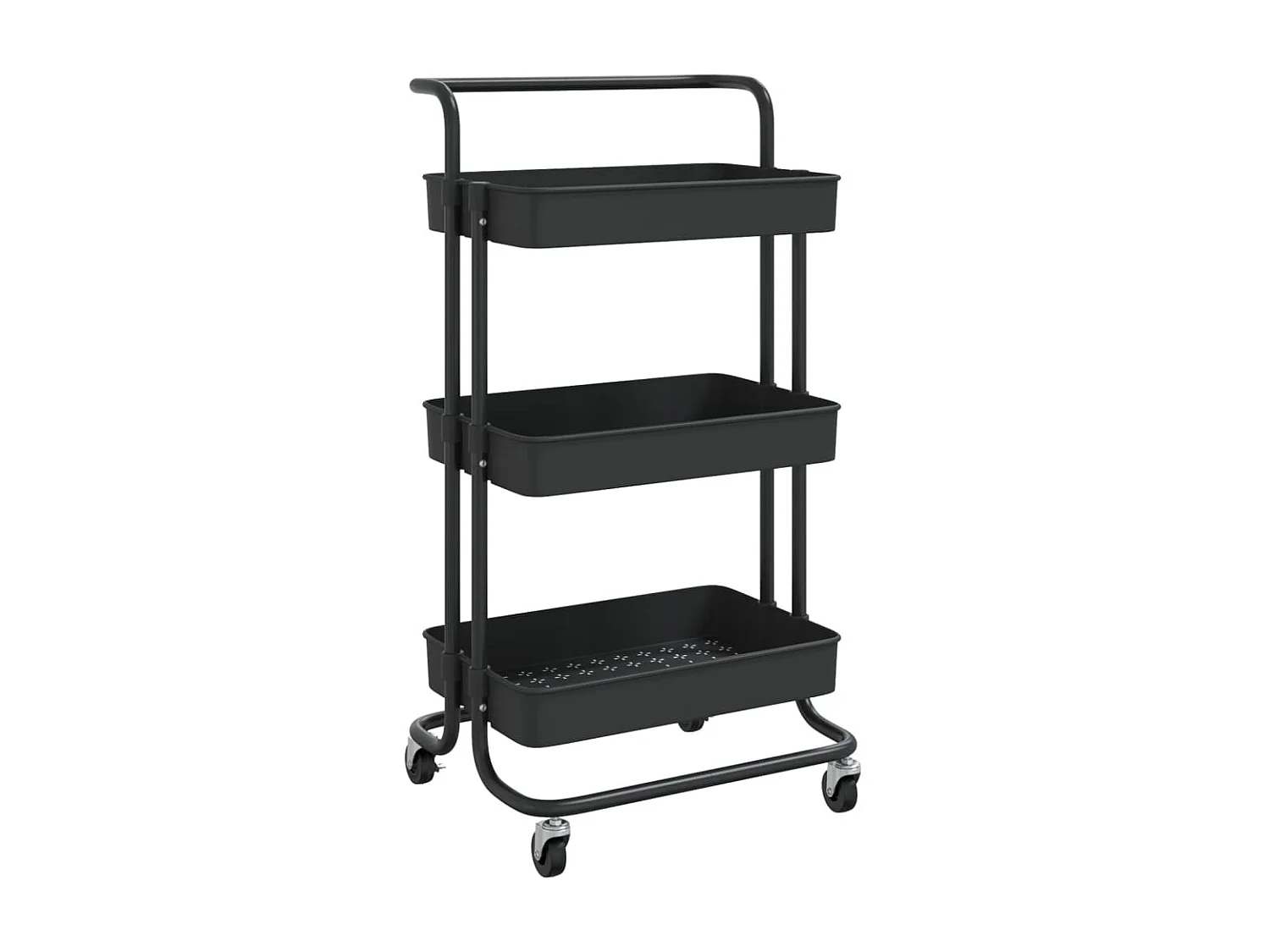 Chariot de cuisine 3 niveaux Noir 42x25x83,5 Fer et ABS