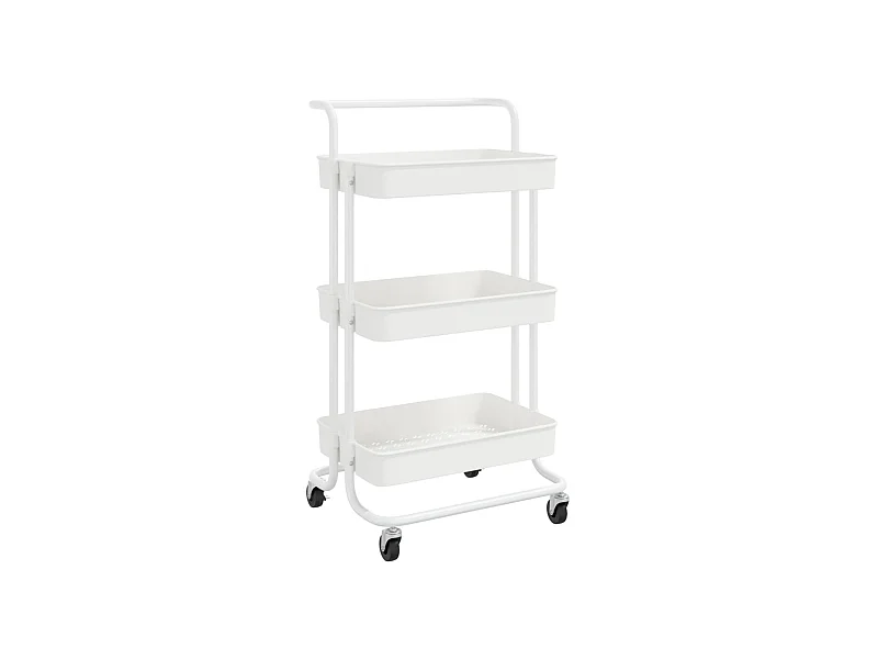 Chariot de cuisine 3 niveaux Blanc 42x25x83,5 Fer et ABS
