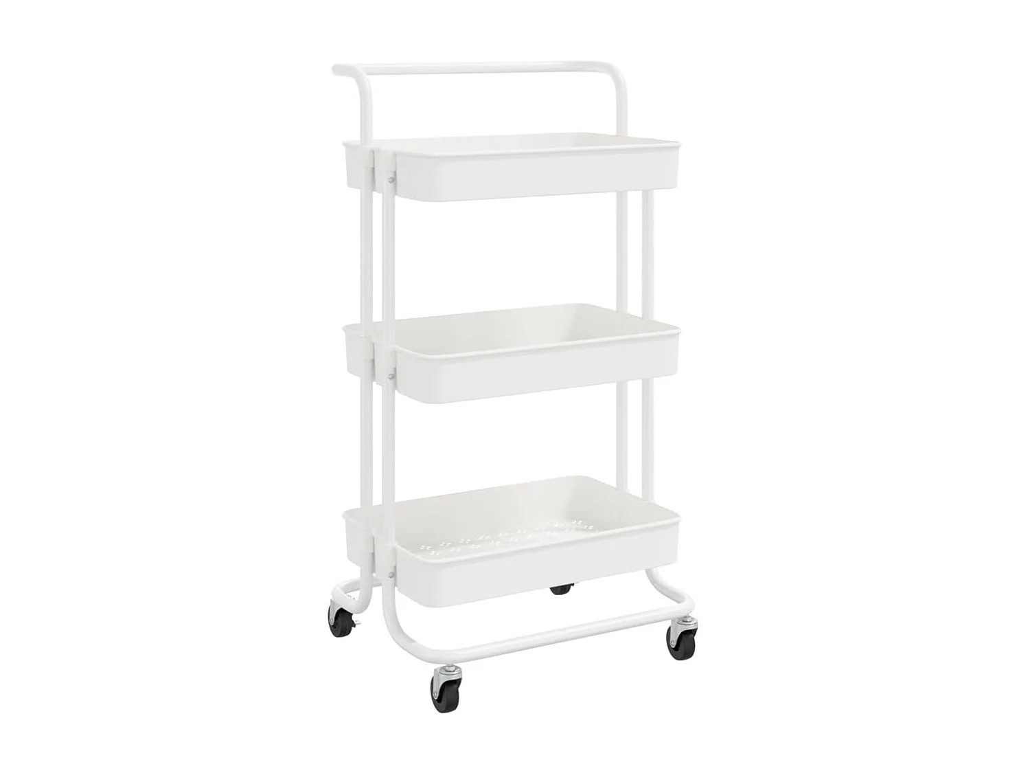 Chariot de cuisine 3 niveaux Blanc 42x25x83,5 Fer et ABS