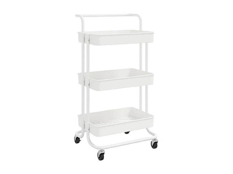 Chariot de cuisine 3 niveaux Blanc 42x25x83,5 Fer et ABS