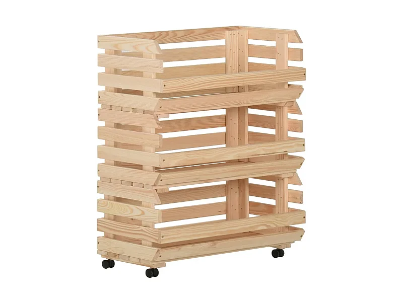 Chariot à légumes 77x30x80 Bois de pin solide