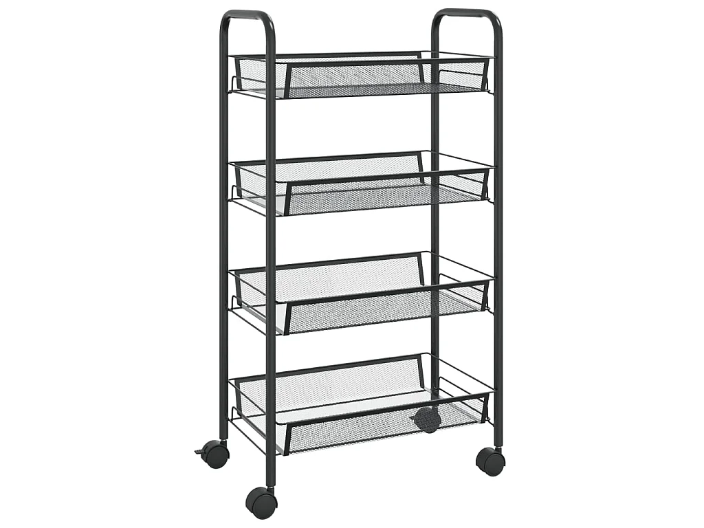 Chariot de cuisine à 4 niveaux Noir 46x26x85 Fer
