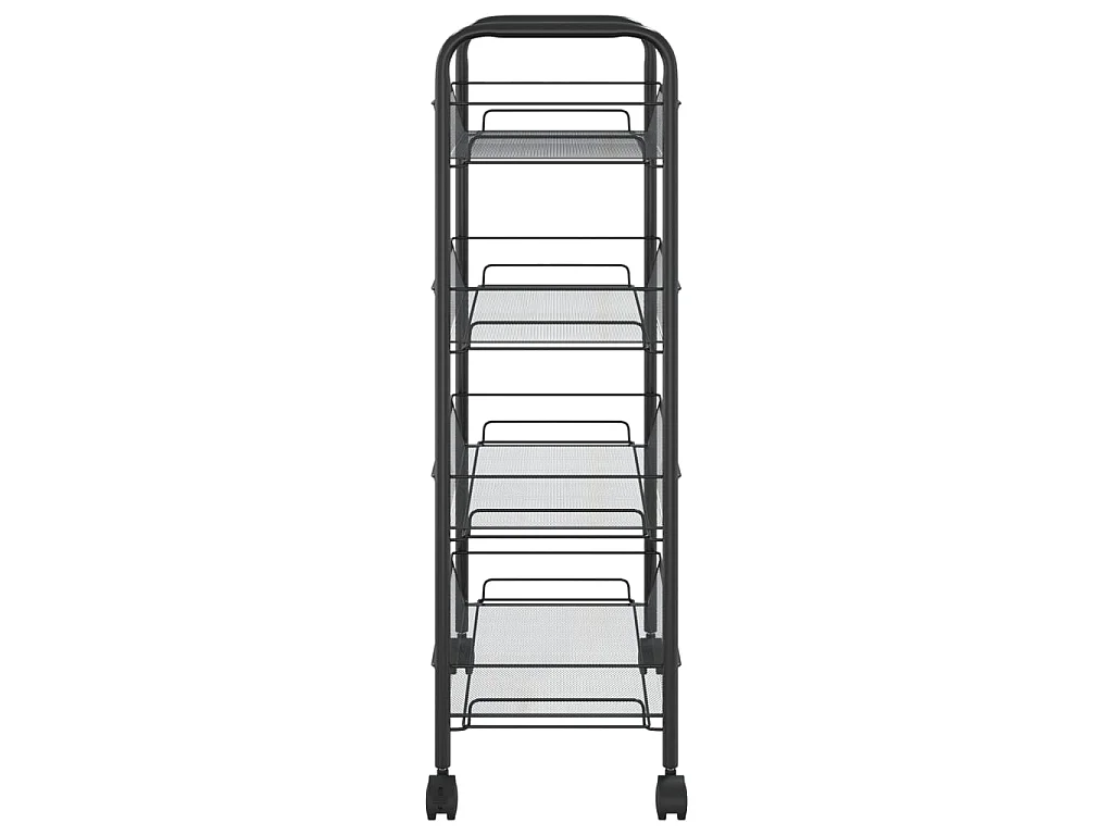 Chariot de cuisine à 4 niveaux Noir 46x26x85 Fer