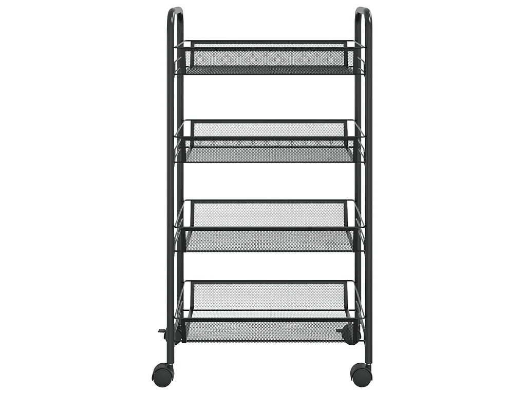 Chariot de cuisine à 4 niveaux Noir 46x26x85 Fer