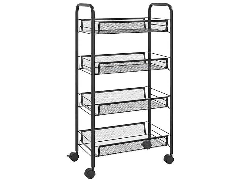 Chariot de cuisine à 4 niveaux Noir 46x26x85 Fer