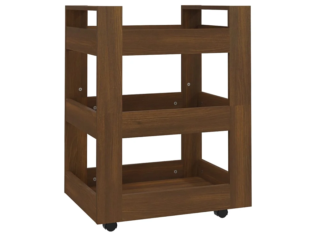 Keukentrolley 60x45x80 cm bewerkt hout bruin eikenkleur