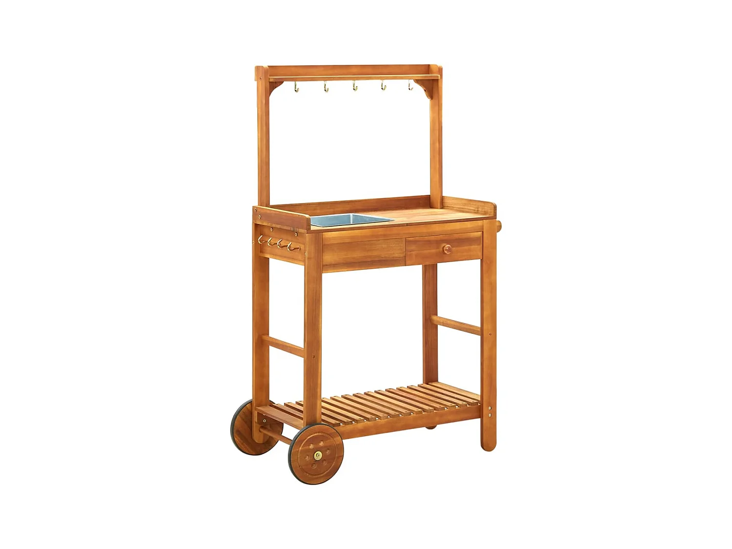 Chariot de cuisine de jardin Bois d'acacia 92x43,5x141,5