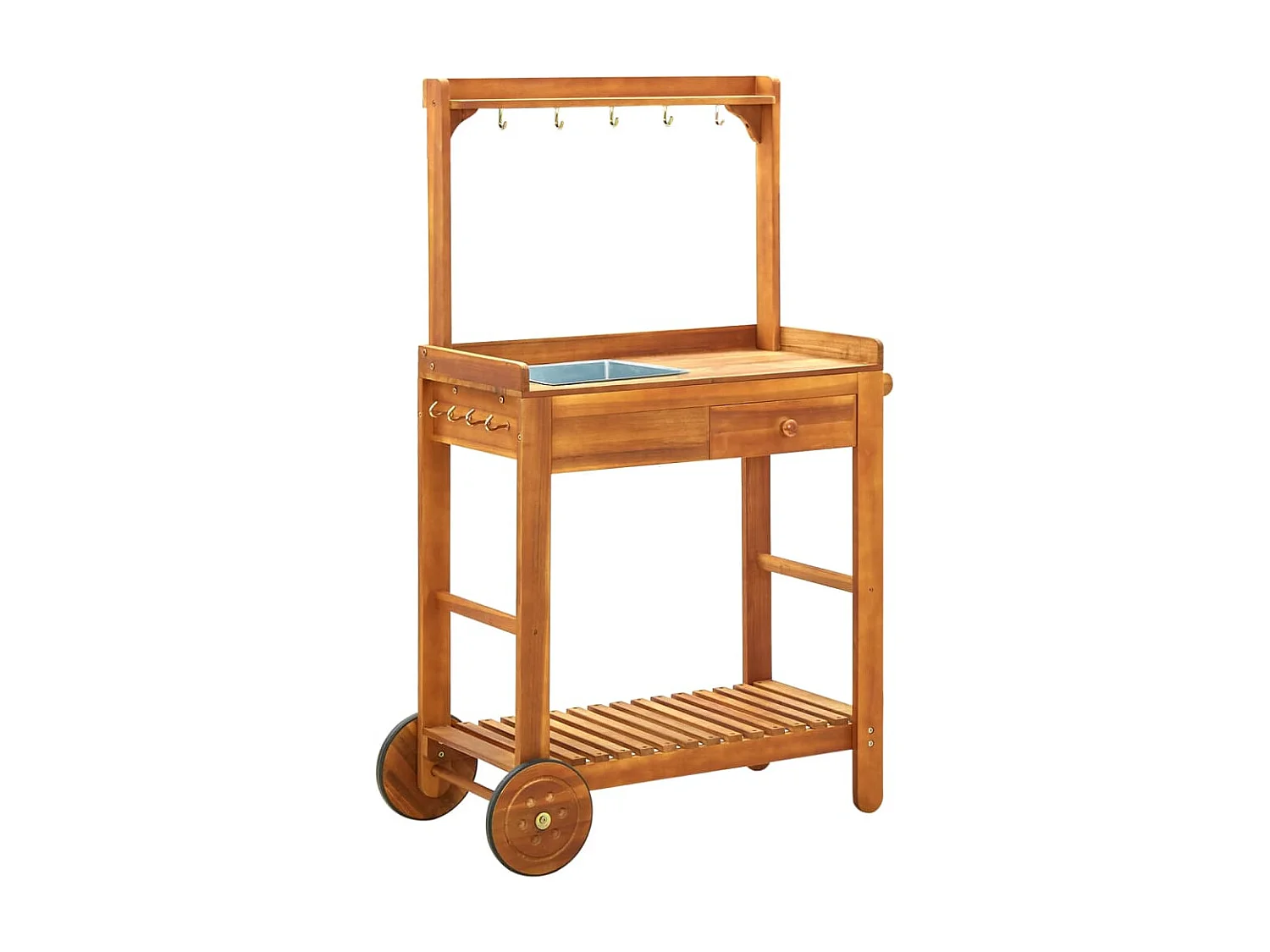 Chariot de cuisine de jardin Bois d'acacia 92x43,5x141,5