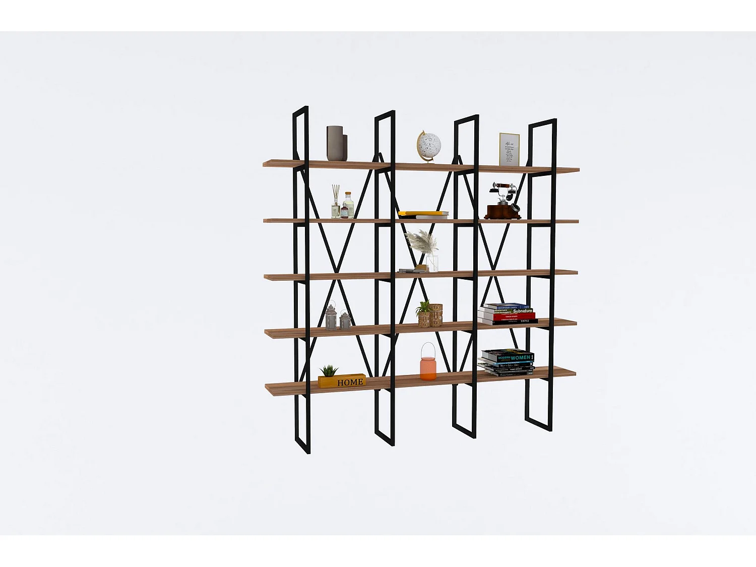 Estantería Kailua 1122, Abierta sin pared trasera, Metal|Aglomerado laminado, 160x160cm