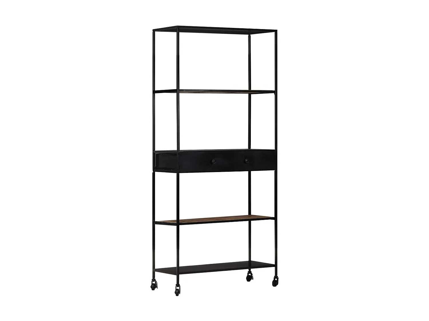 Bibliothèque 90x35x180 Bois de manguier brut et fer