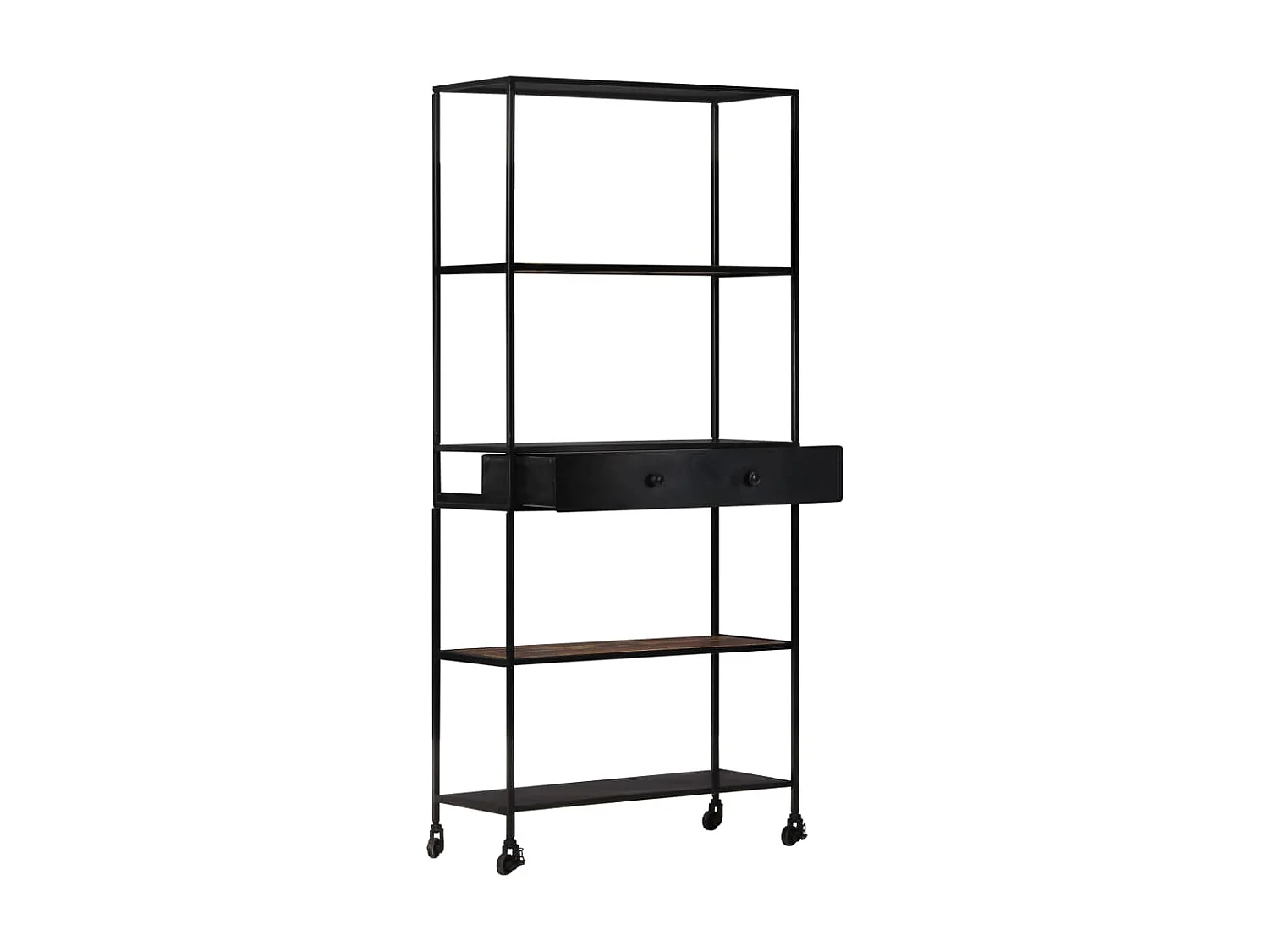 Bibliothèque 90x35x180 Bois de manguier brut et fer