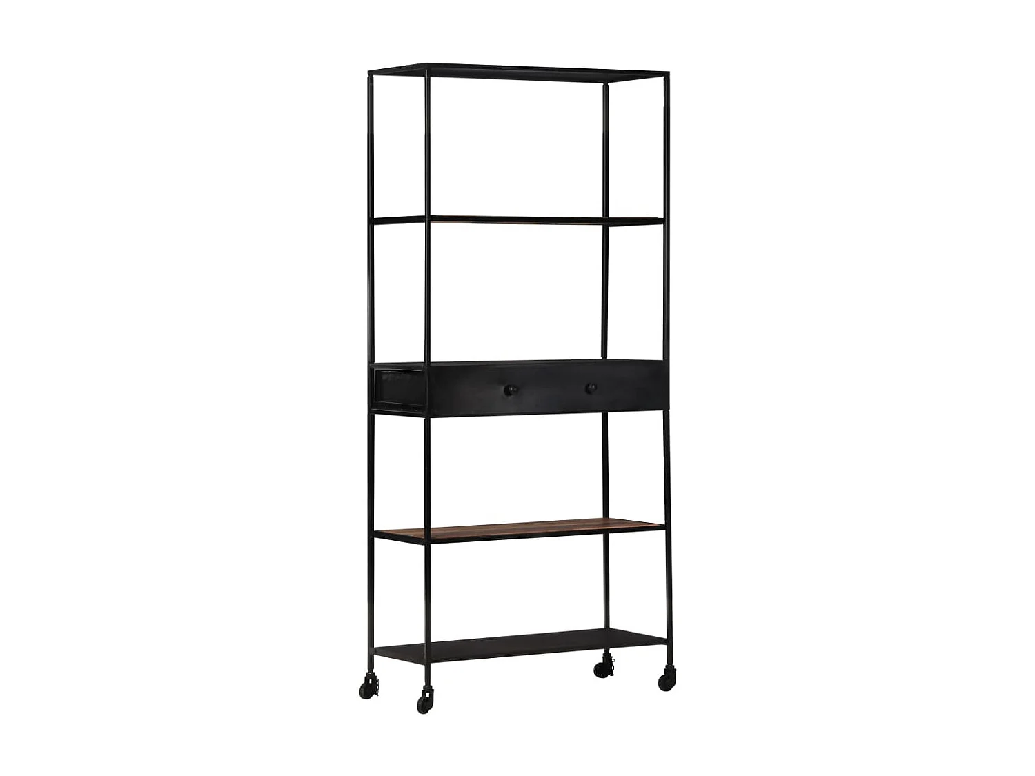 Bibliothèque 90x35x180 Bois de manguier brut et fer