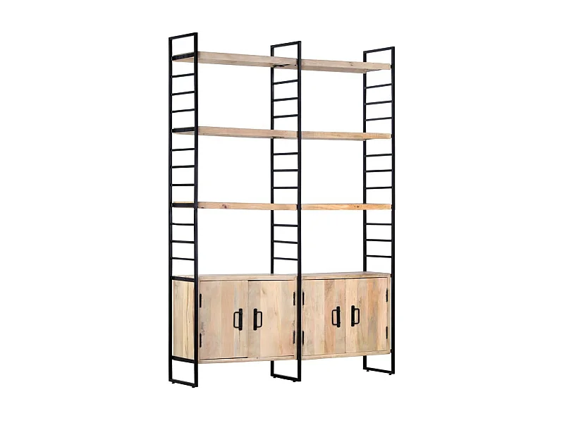 Bibliothèque à 4 niveaux 124x30x180 Bois de manguier massif