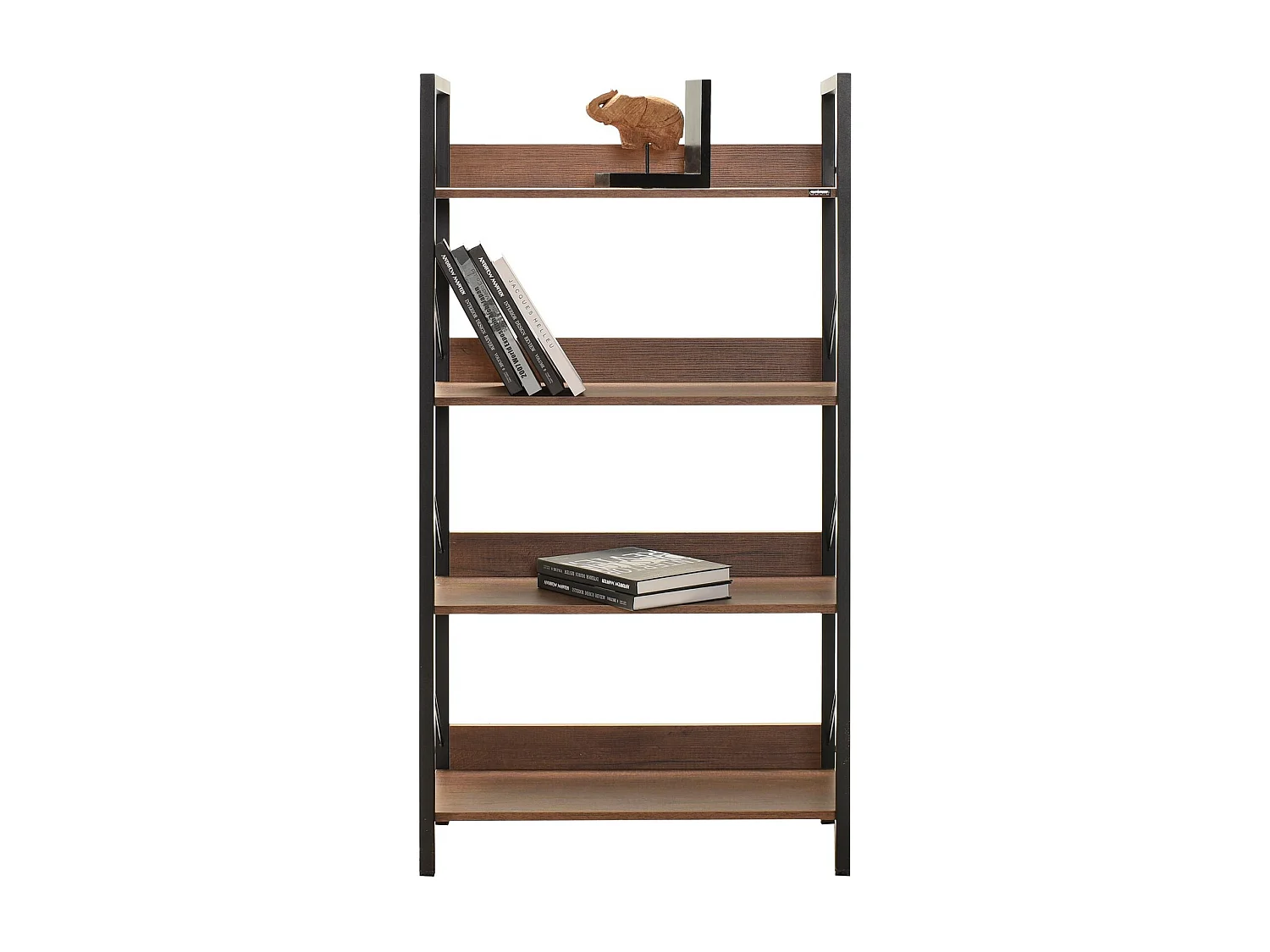 Pétaite étagère bibliothèque bois foncé et métal noir Biba 73cm