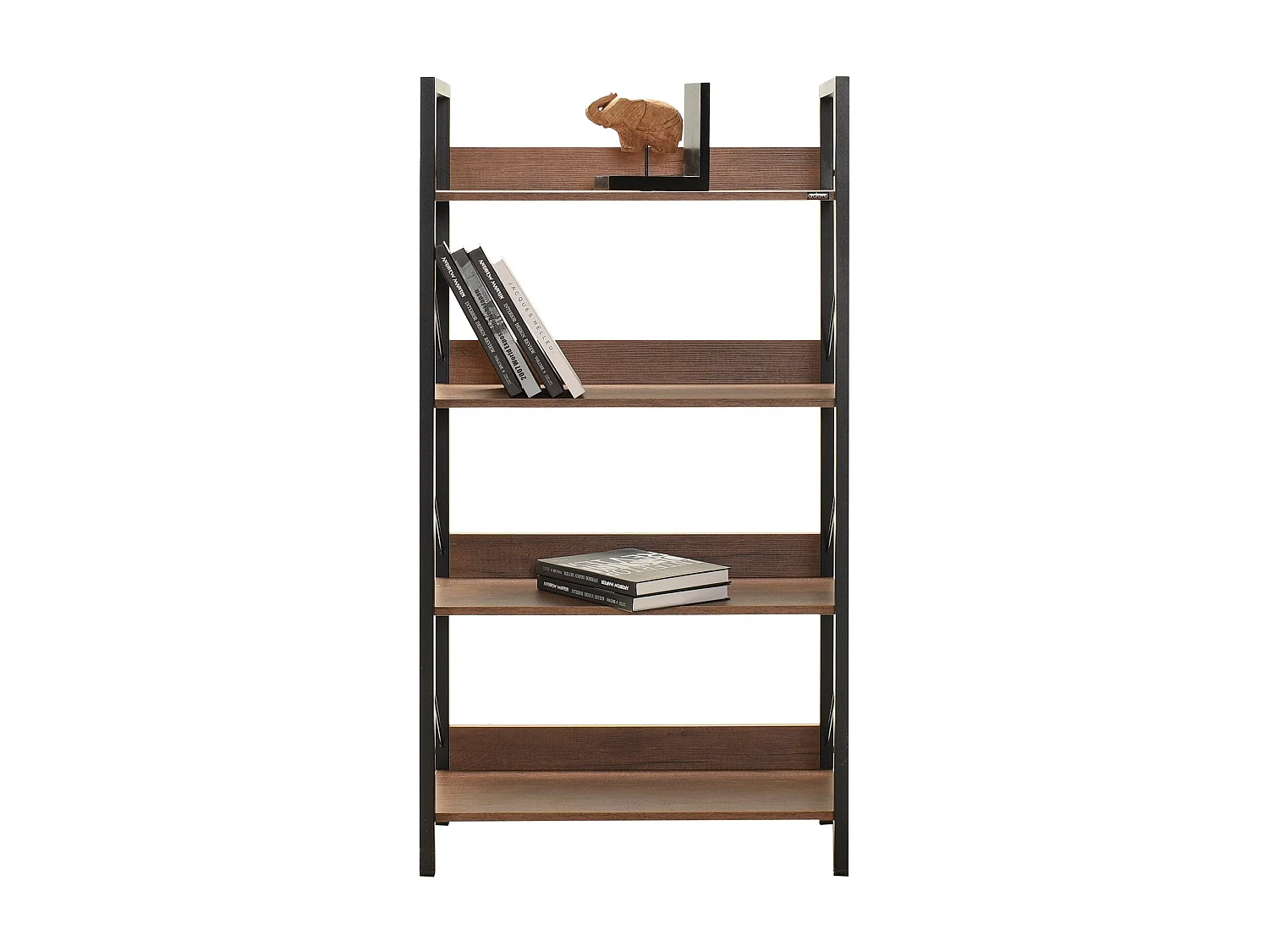 Pétaite étagère bibliothèque bois foncé et métal noir Biba 73cm