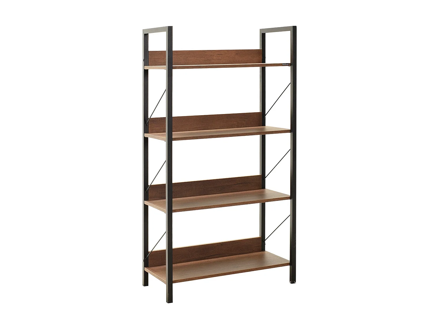 Pétaite étagère bibliothèque bois foncé et métal noir Biba 73cm