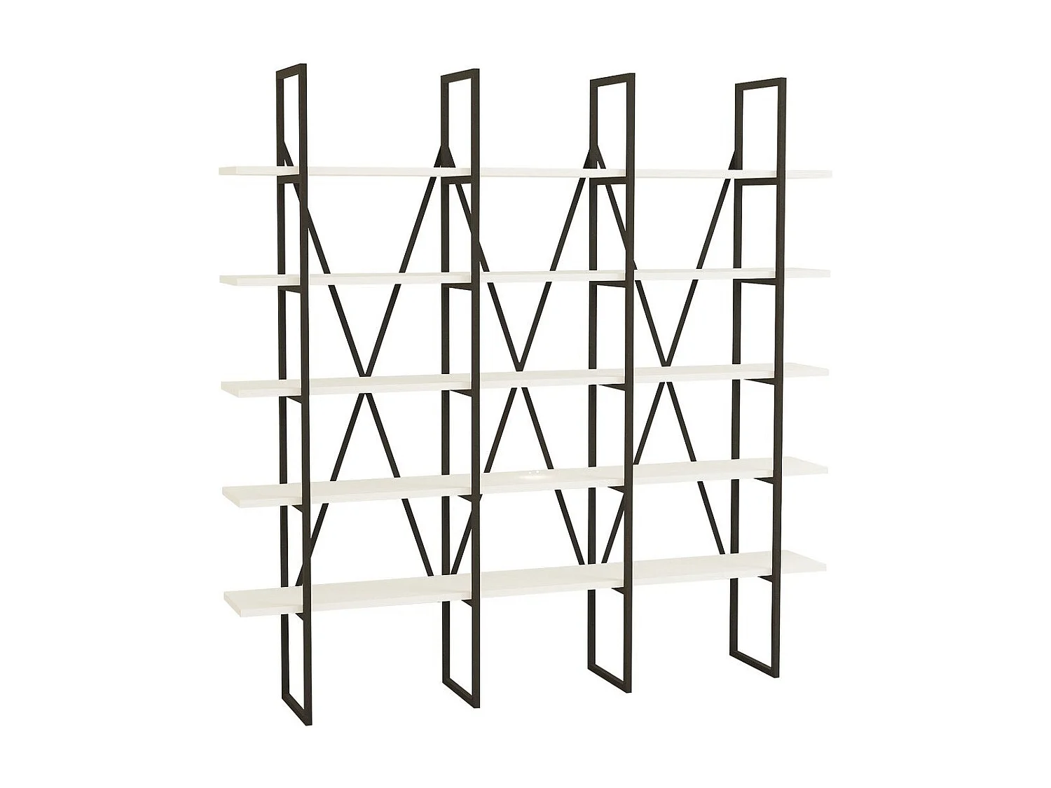 Estante de livros – 160cm x 160cm x 26cm – Preto e Branco – Metal e Painel de Partículas