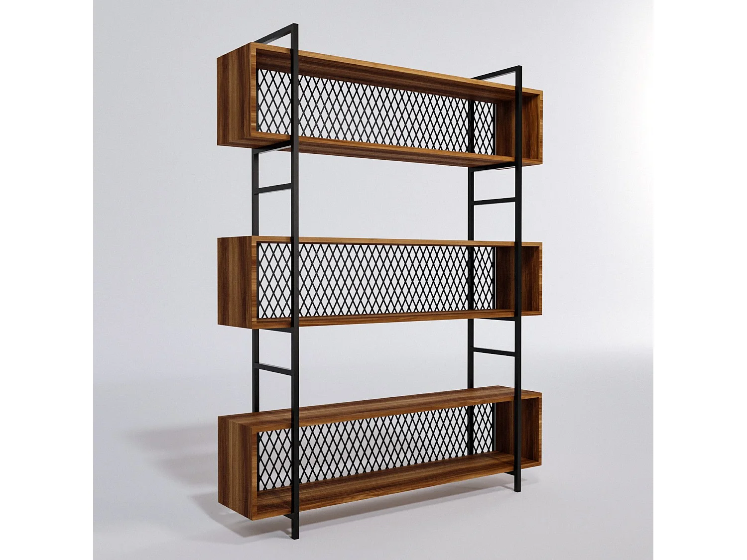 Etagère bibliothèque style industriel Mobilis 140x180cm Bois Naturel et Métal Noir
