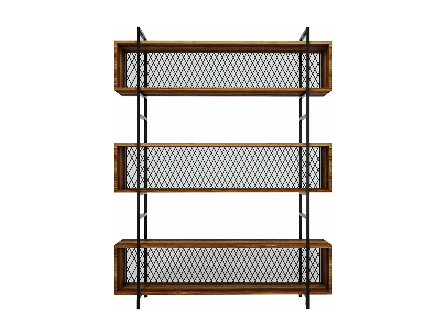 Etagère bibliothèque style industriel Mobilis 140x180cm Bois Naturel et Métal Noir