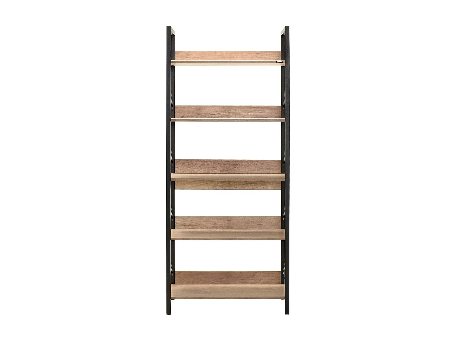 Étagère bibliothèque bois clair et métal noir Biba 73cm