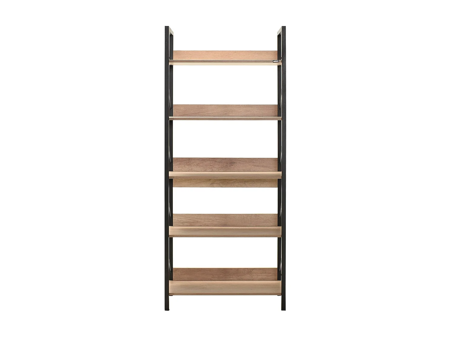 Étagère bibliothèque bois clair et métal noir Biba 73cm