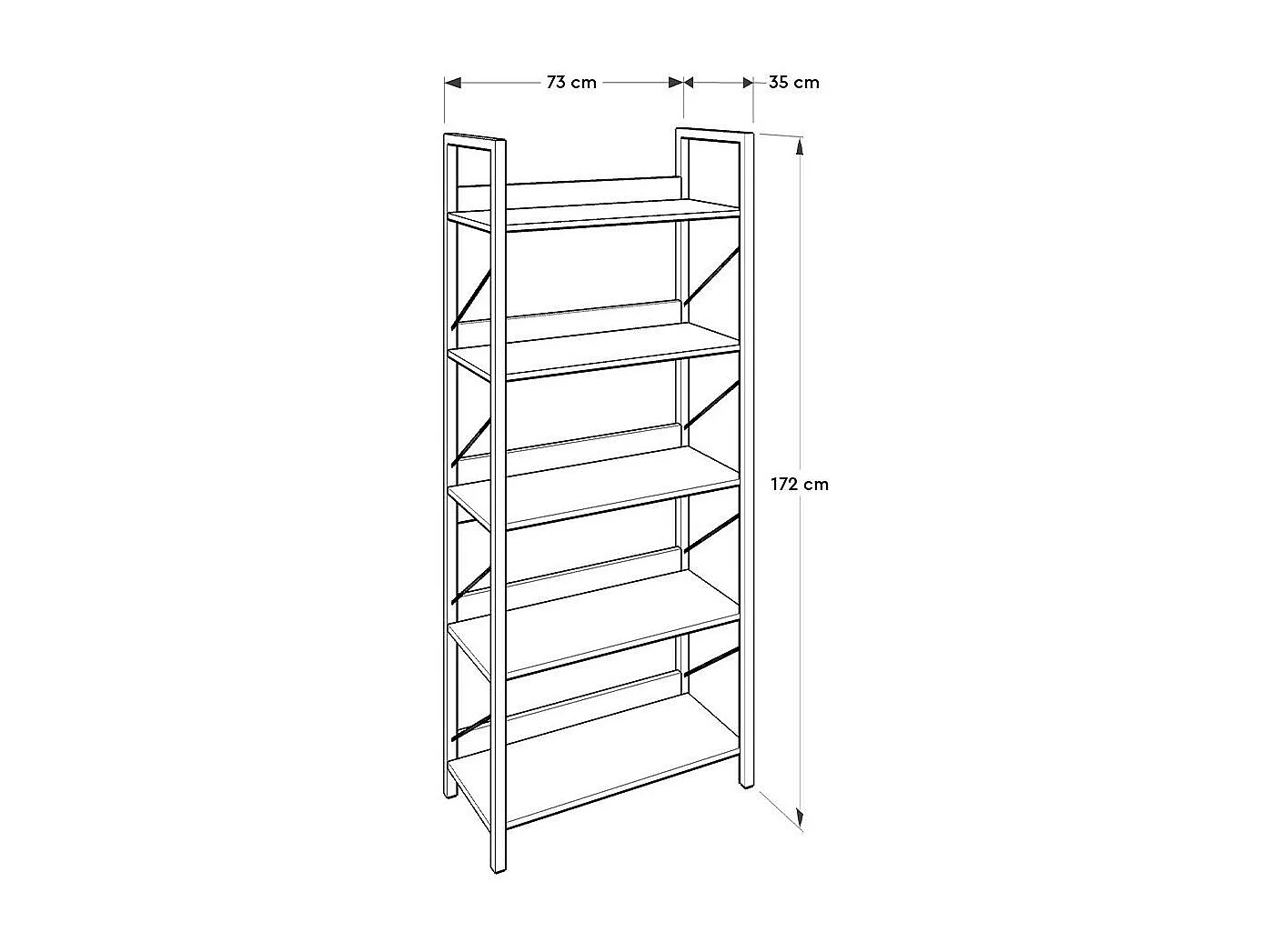 Étagère bibliothèque bois clair et métal noir Biba 73cm
