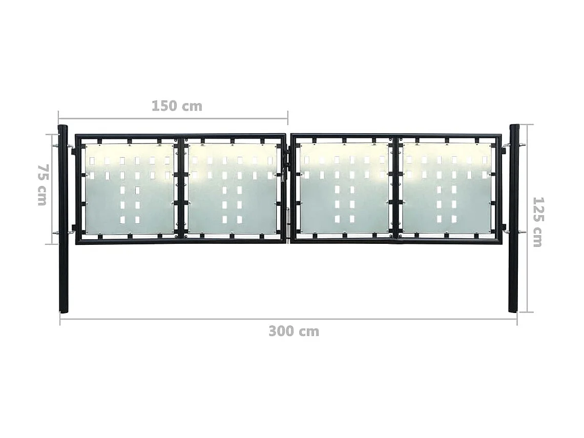 Portail simple de clôture Noir 300x125