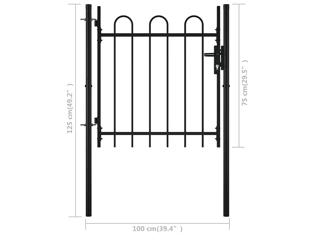 Portail simple avec haut arrondi 100x75