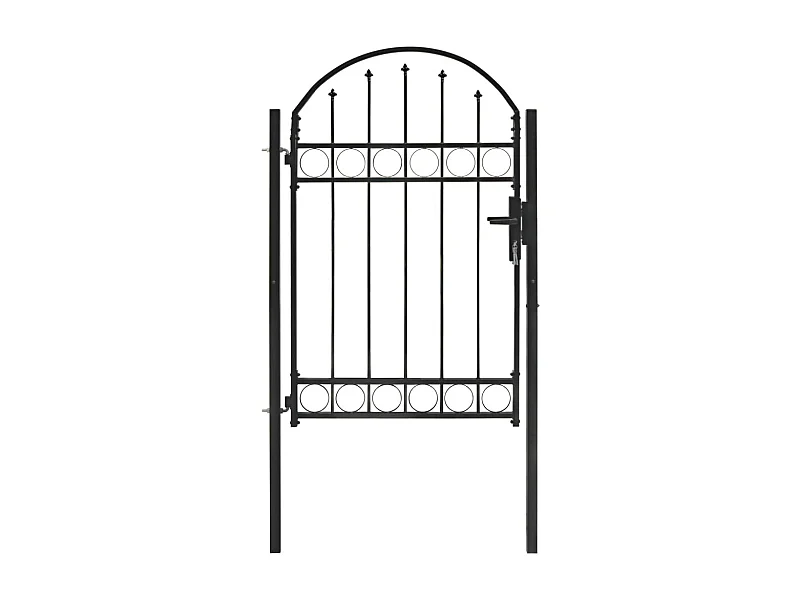 Portail de jardin avec dessus arqué Acier 1 x 1,5 m Noir