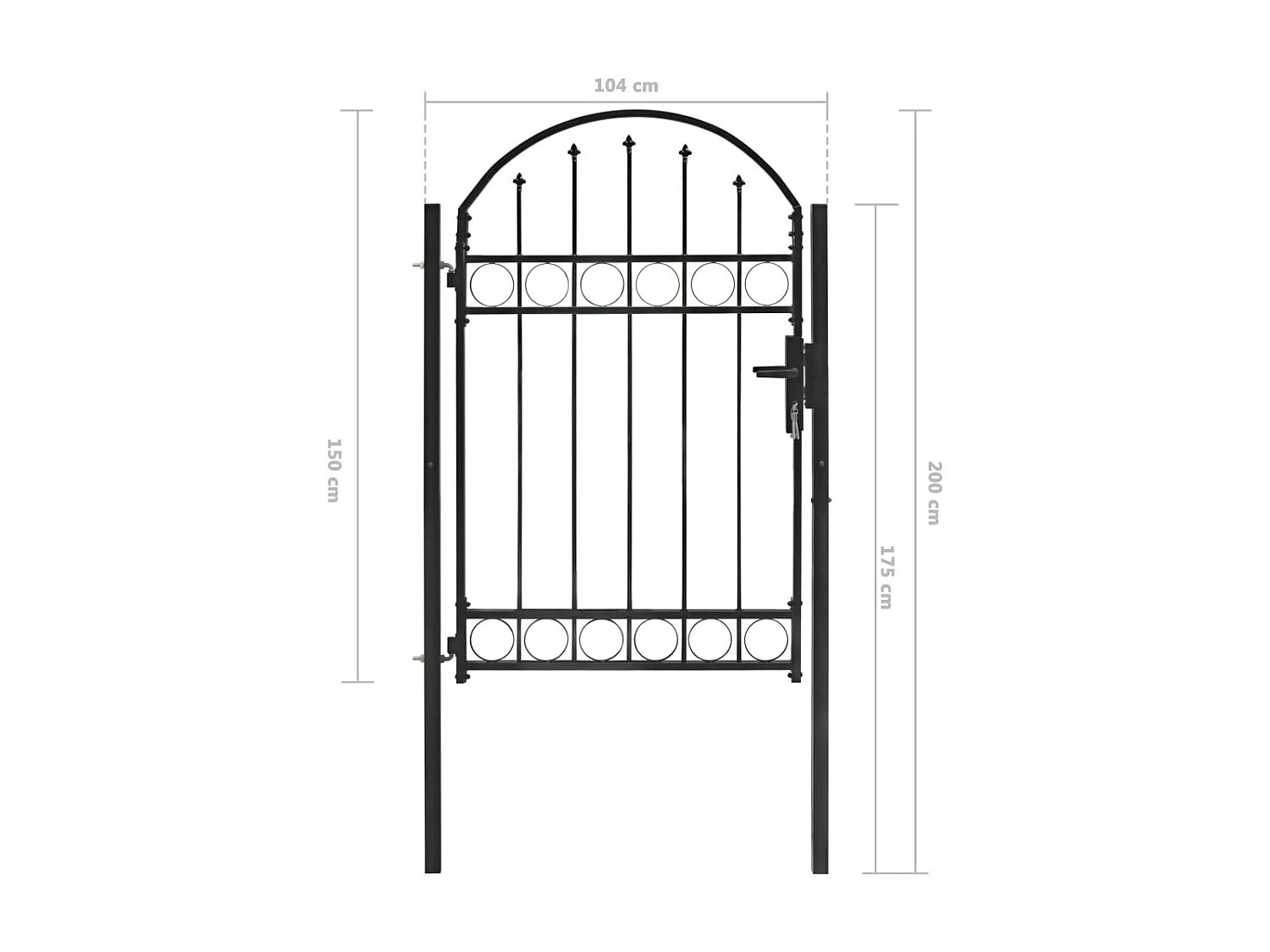 Portail de jardin avec dessus arqué Acier 1 x 1,5 m Noir