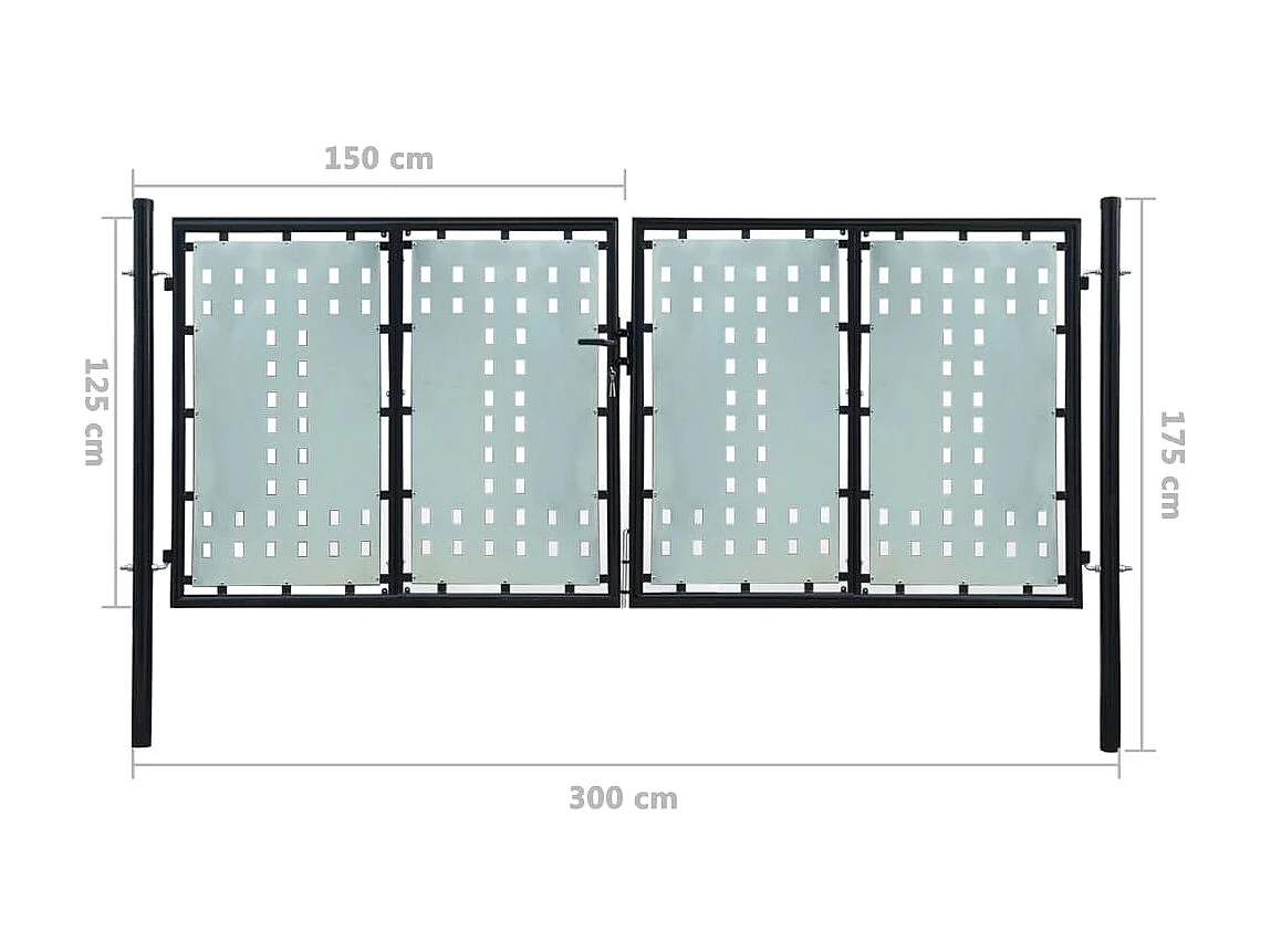 Portail simple de clôture Noir 300x175