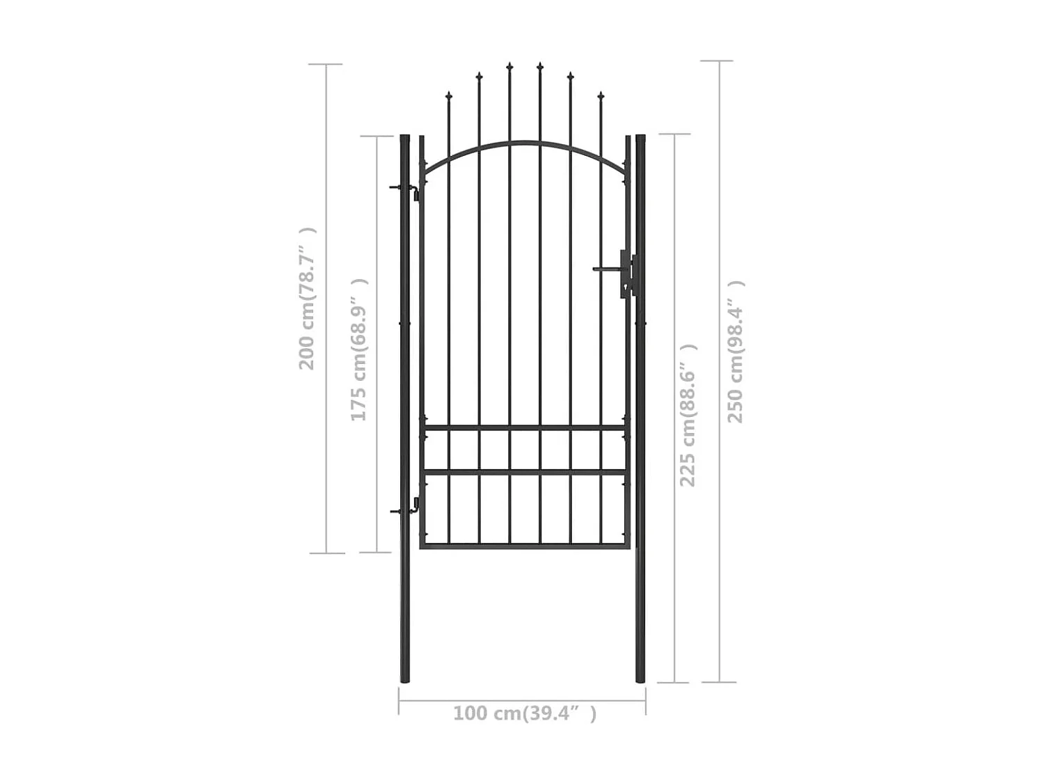 Portail de jardin Acier 1x2,5 m Noir