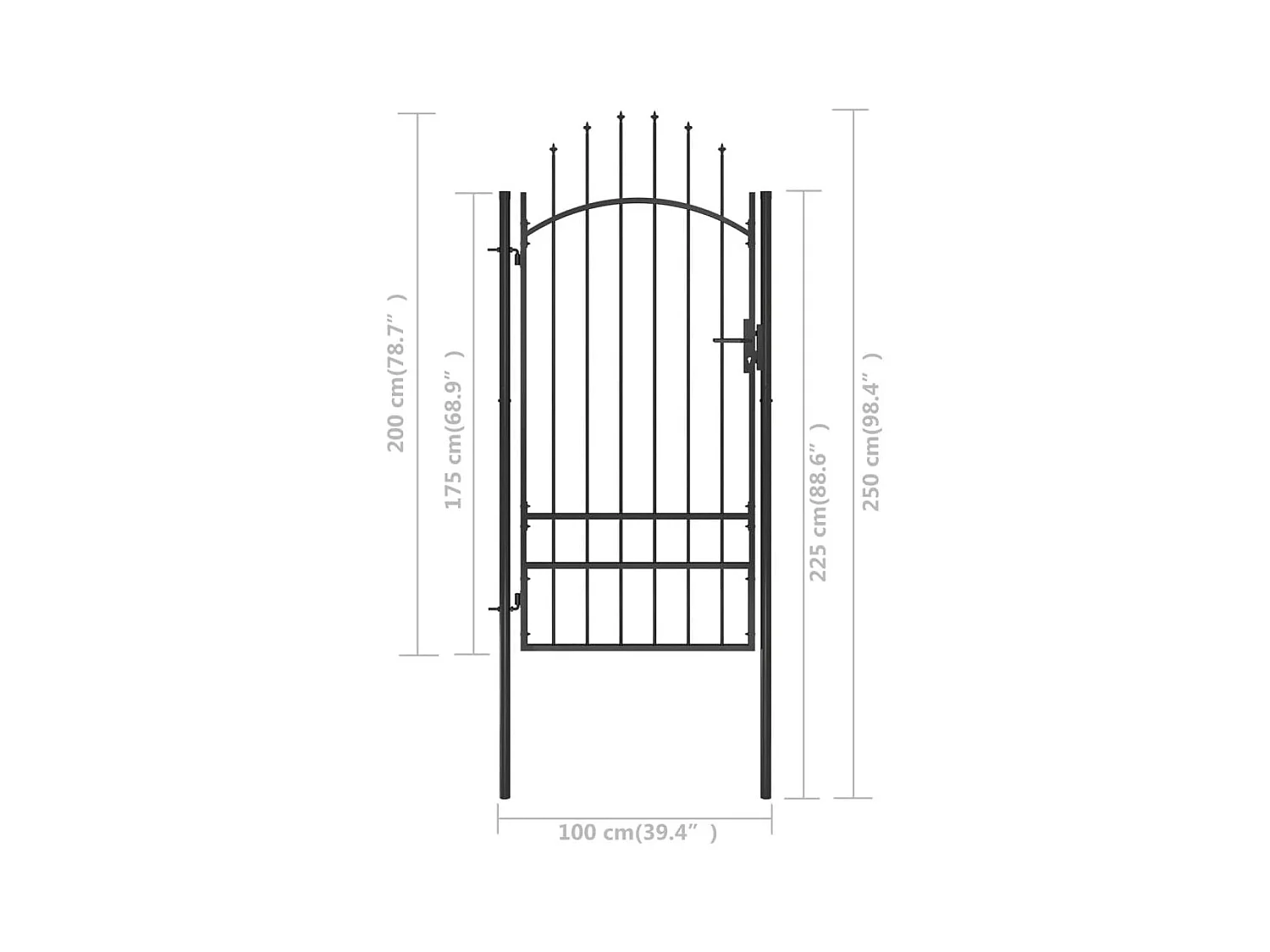 Portail de jardin Acier 1x2,5 m Noir