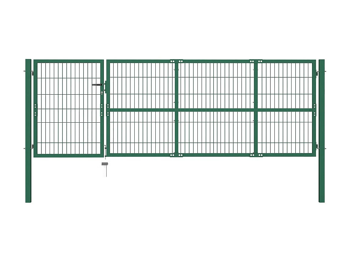 Portail de clôture de jardin avec poteaux 350x100 Acier Vert