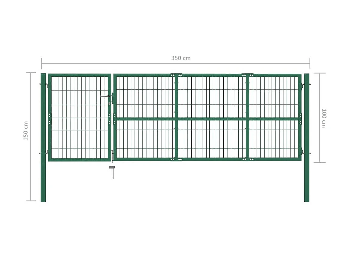 Portail de clôture de jardin avec poteaux 350x100 Acier Vert