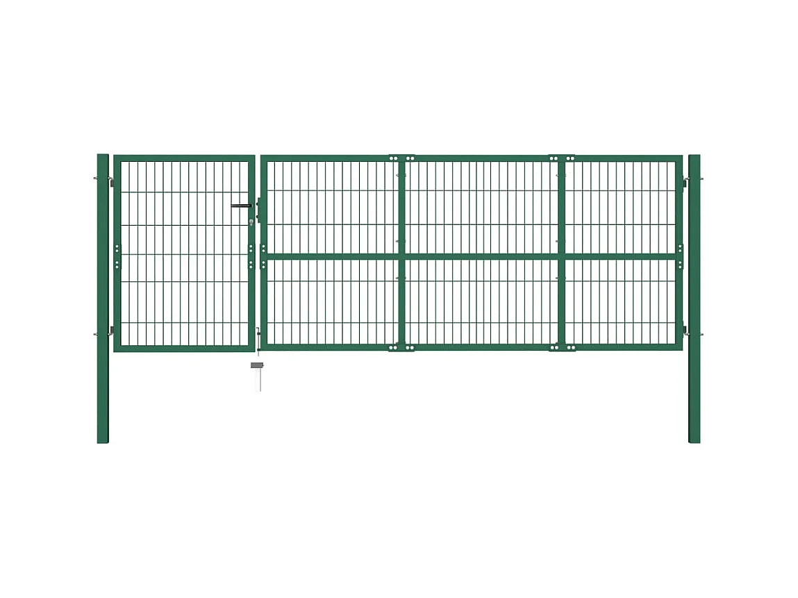 Portail de clôture de jardin avec poteaux 350x100 Acier Vert