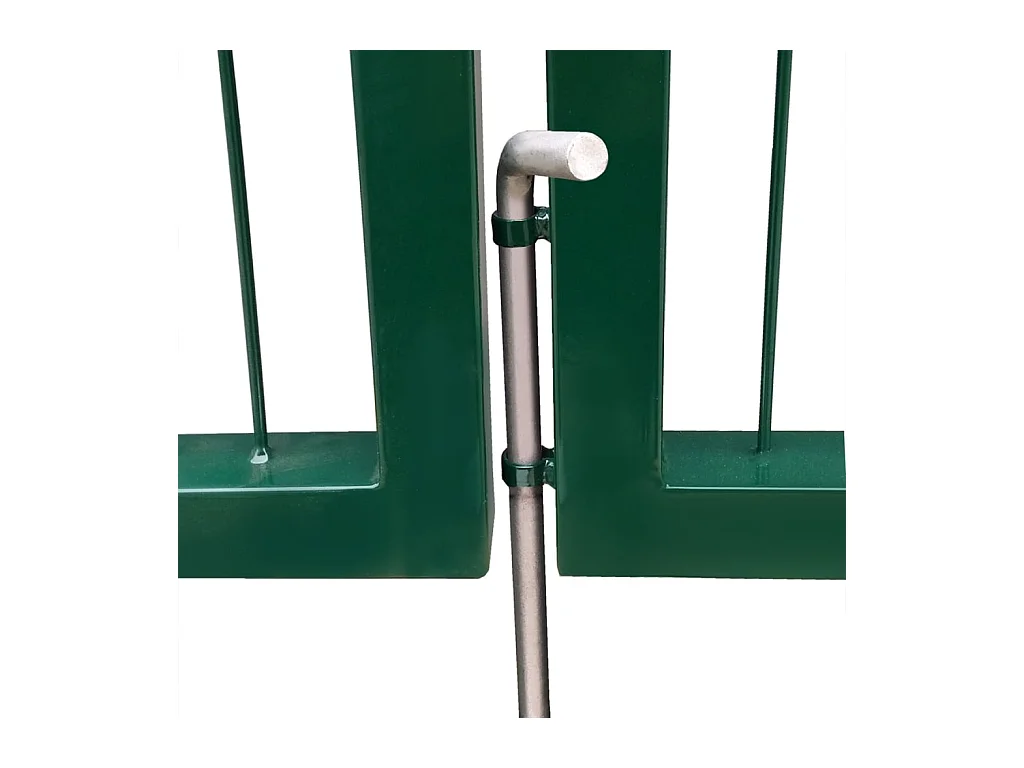 Portail de clôture de jardin avec poteaux 350x100 Acier Vert