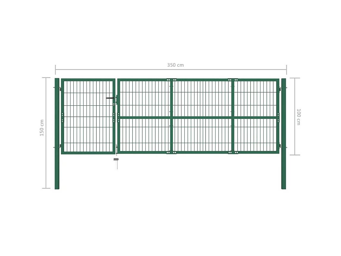 Portail de clôture de jardin avec poteaux 350x100 Acier Vert