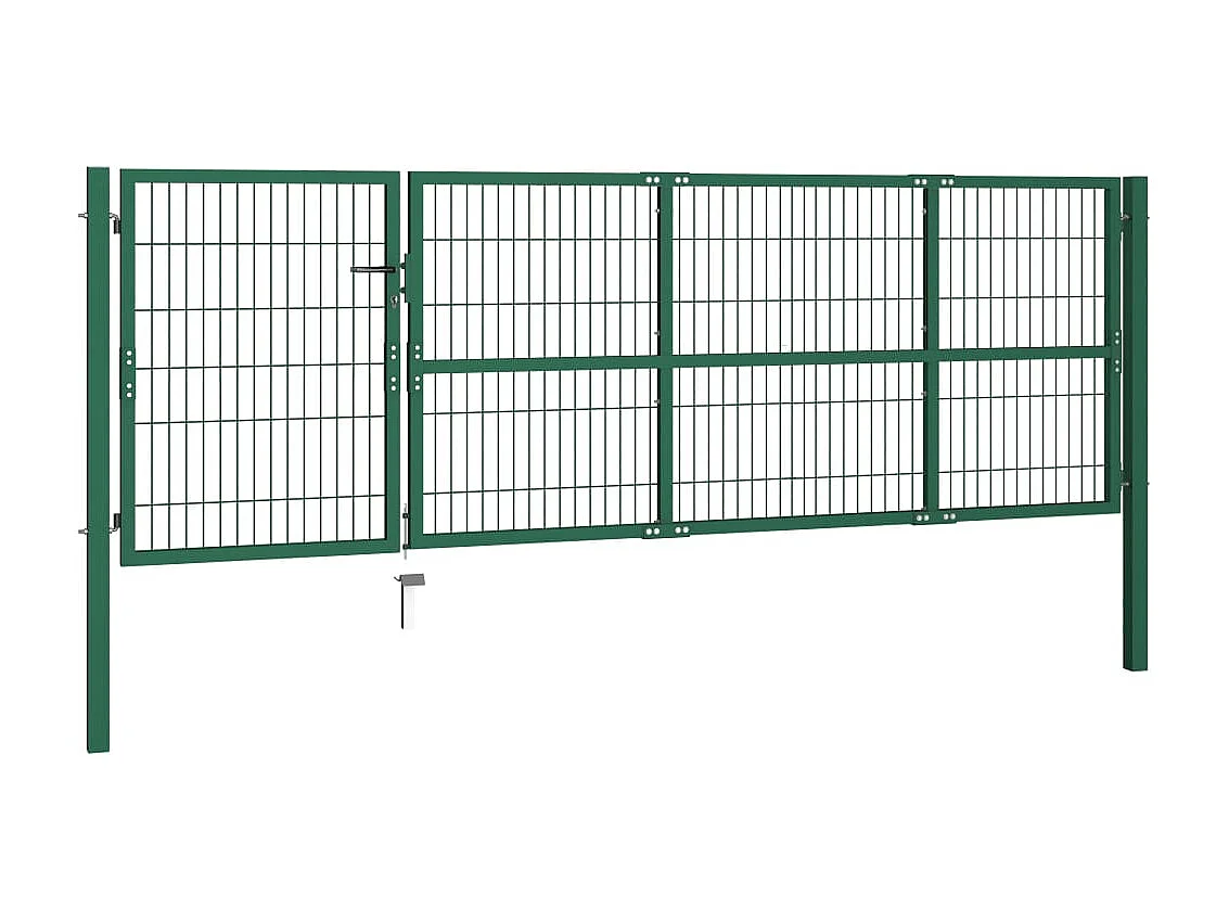 Portail de clôture de jardin avec poteaux 350x100 Acier Vert