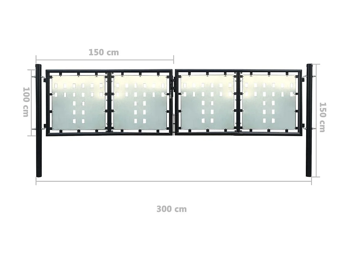 Portail simple de clôture Noir 300x150