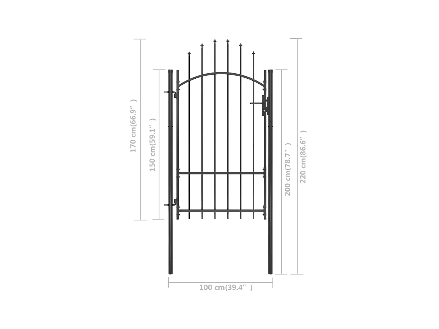 Portail de jardin Acier 1x2,2 m Noir