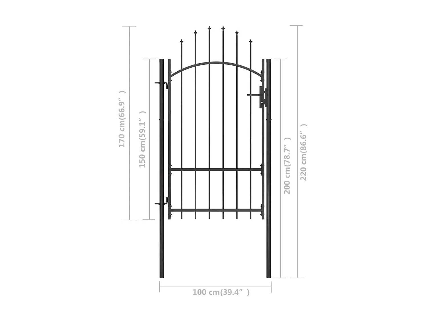 Puerta de jardín de acero negro 1x2,2 m