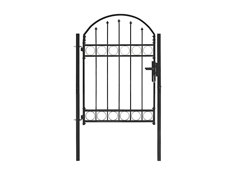 Portail de jardin avec dessus arqué Acier 100x125 Noir