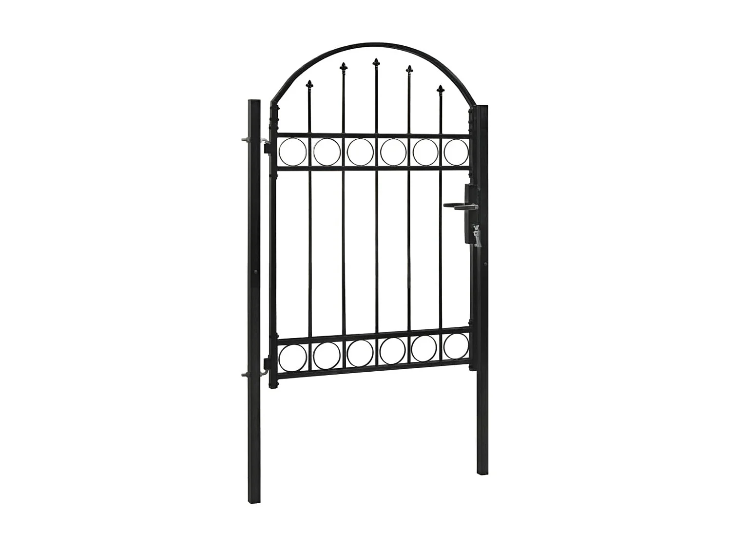 Portail de jardin avec dessus arqué Acier 100x125 Noir